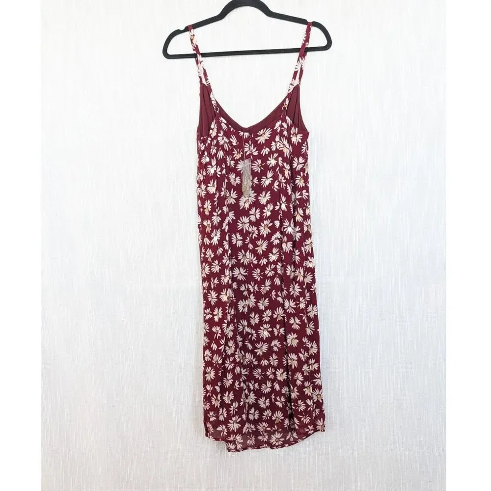 J.Crew Collection Slip Daisy Midi Dress CI660 Womens 6 Burgundy Sleeveless NWT